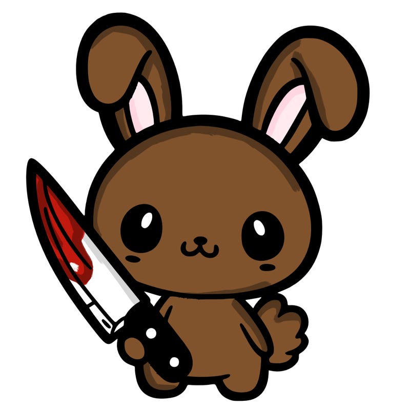 cute bunny holding a knife halloween