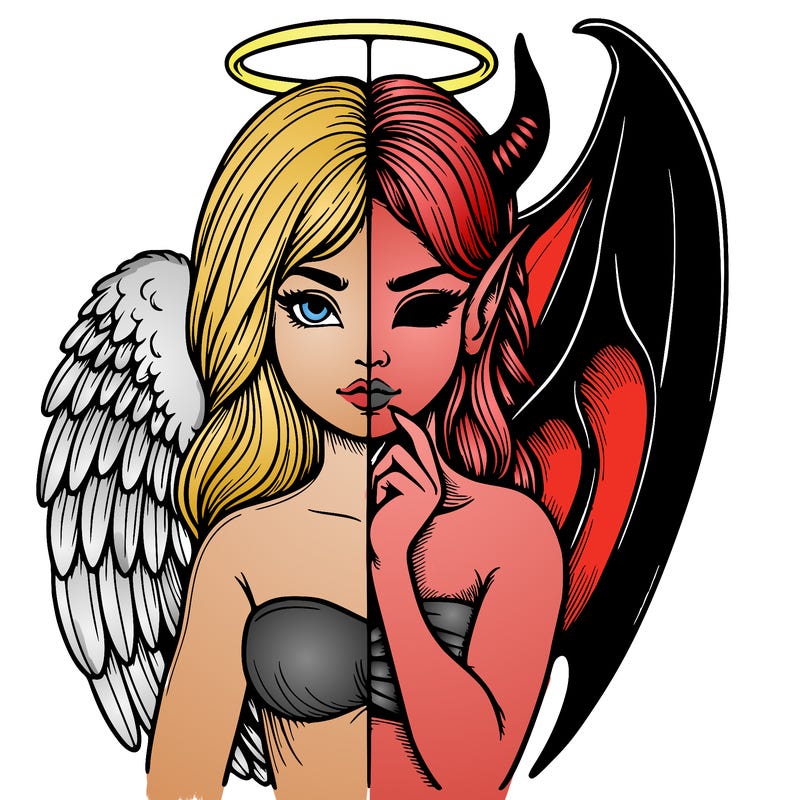 realistic angel half demon