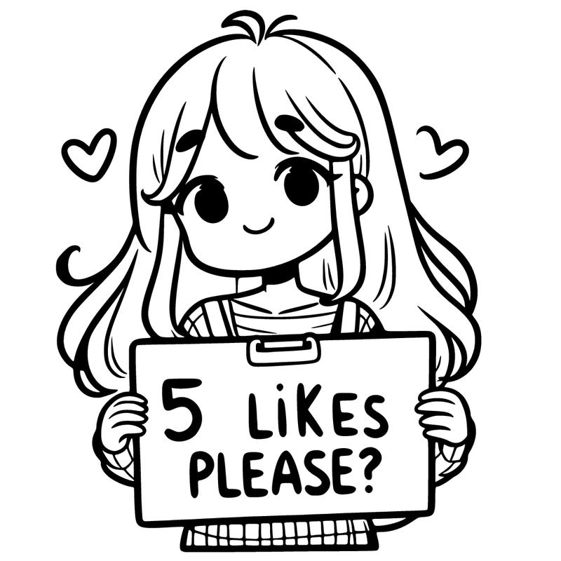a girl holding a sign saying 5 likes please?