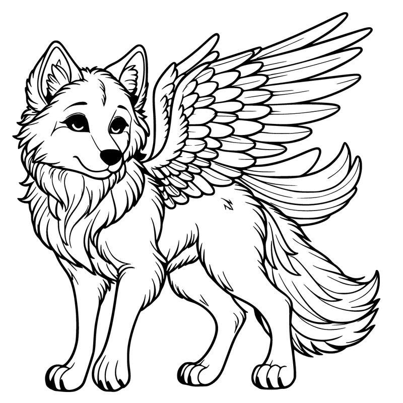 realistic angel wolf