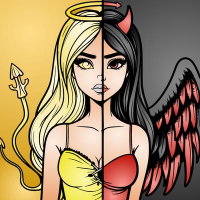 devil vs angel realistic girl