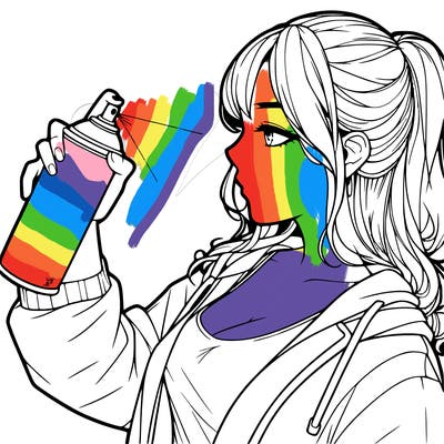 a realistic girl spray, painting