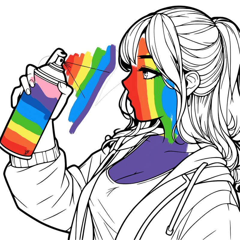 a realistic girl spray, painting