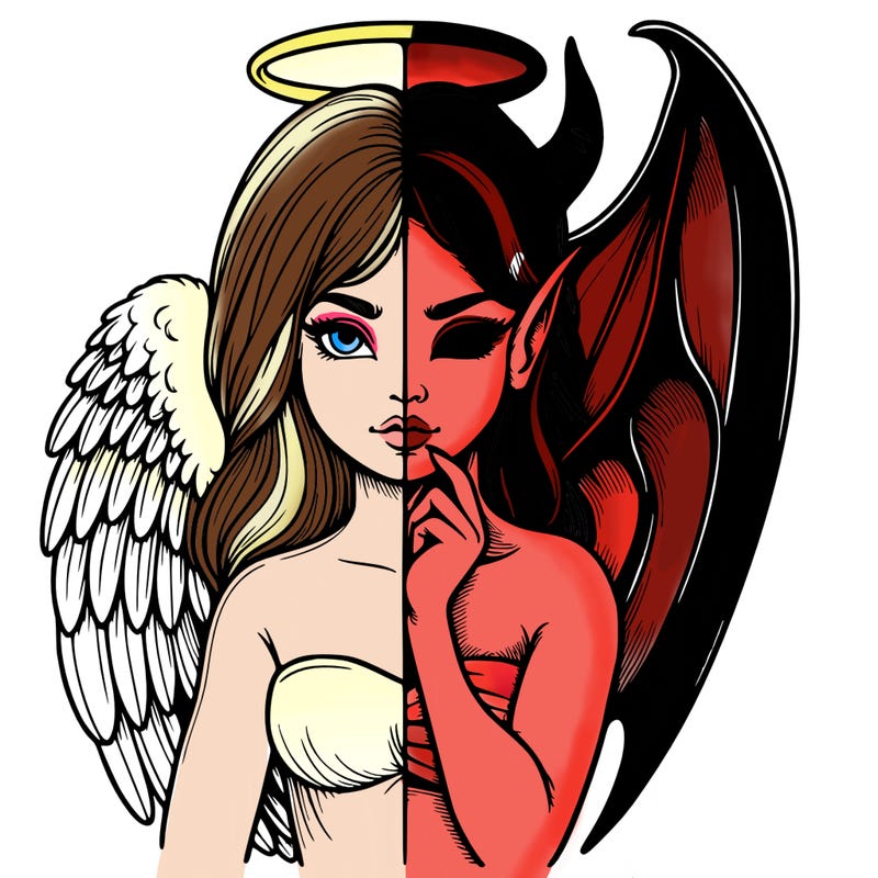 realistic angel half demon