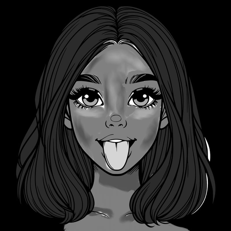 realistic girl with her tongue out