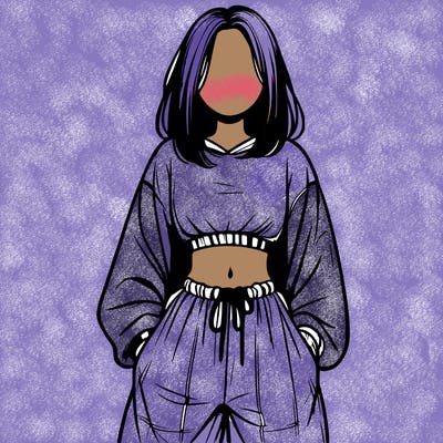 realistic girl faceless with baggy pants and a crop top