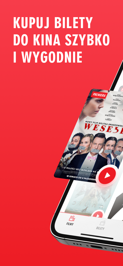 Kino Helios - iPhone mostrando la aplicación de cine Kino Helios con pósteres de películas y una llamada a la acción para comprar entradas rápidamente