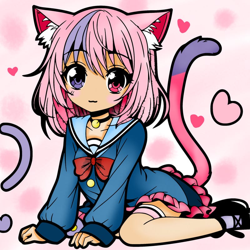 anime girl cat