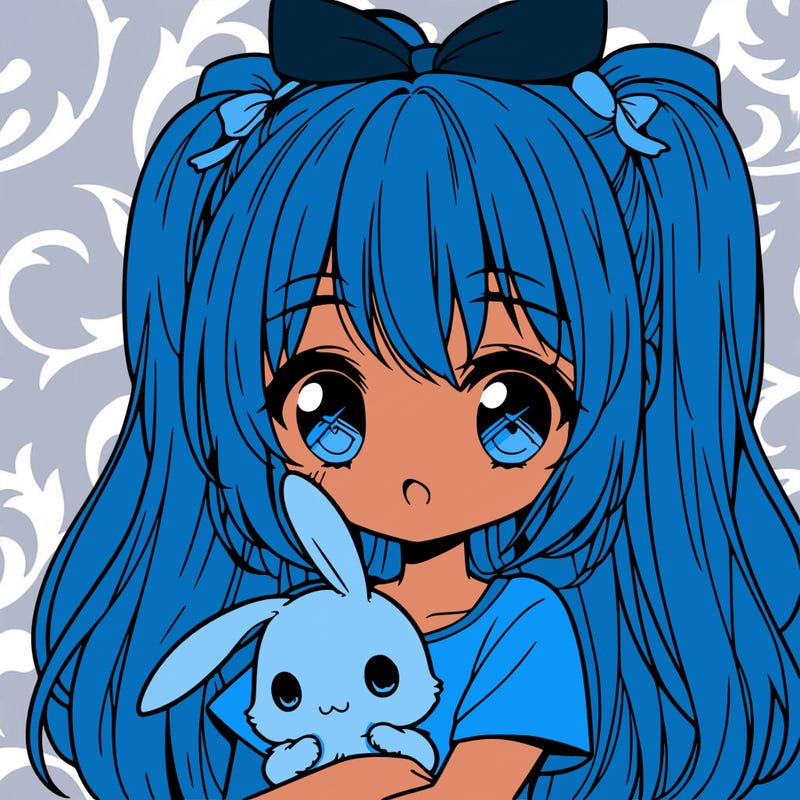 cute manga girl holding a bunny