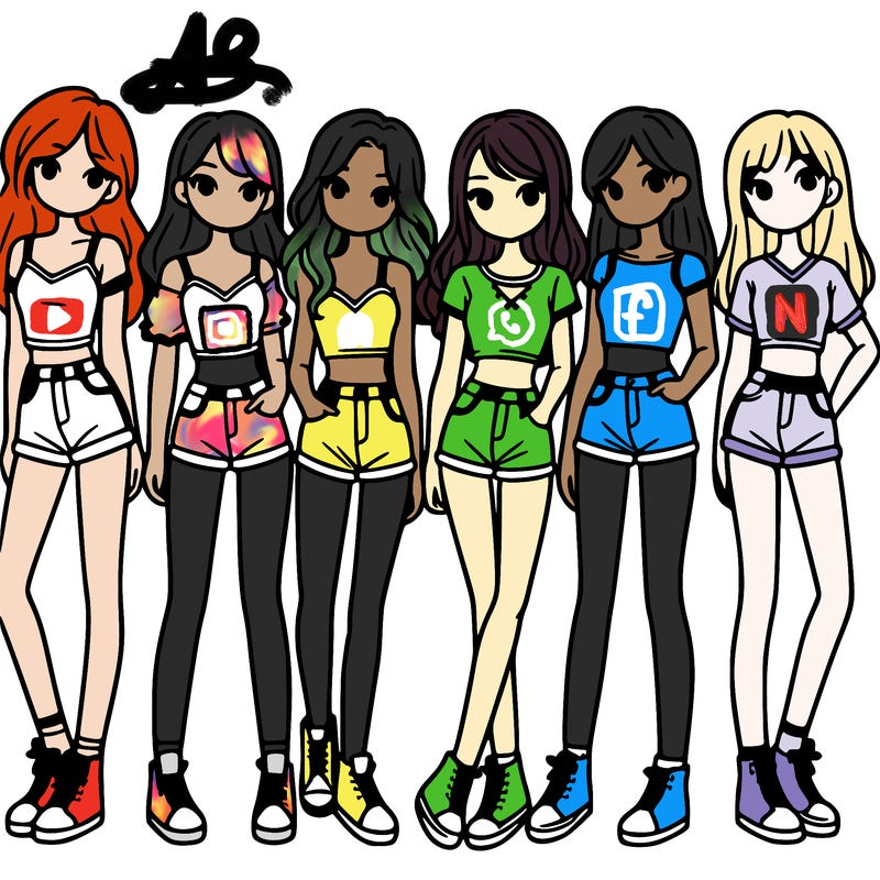 a group of girls wearing crop tops and shorts