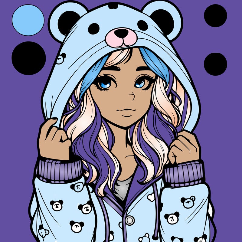 realistic girl in a animal pjs hoodie