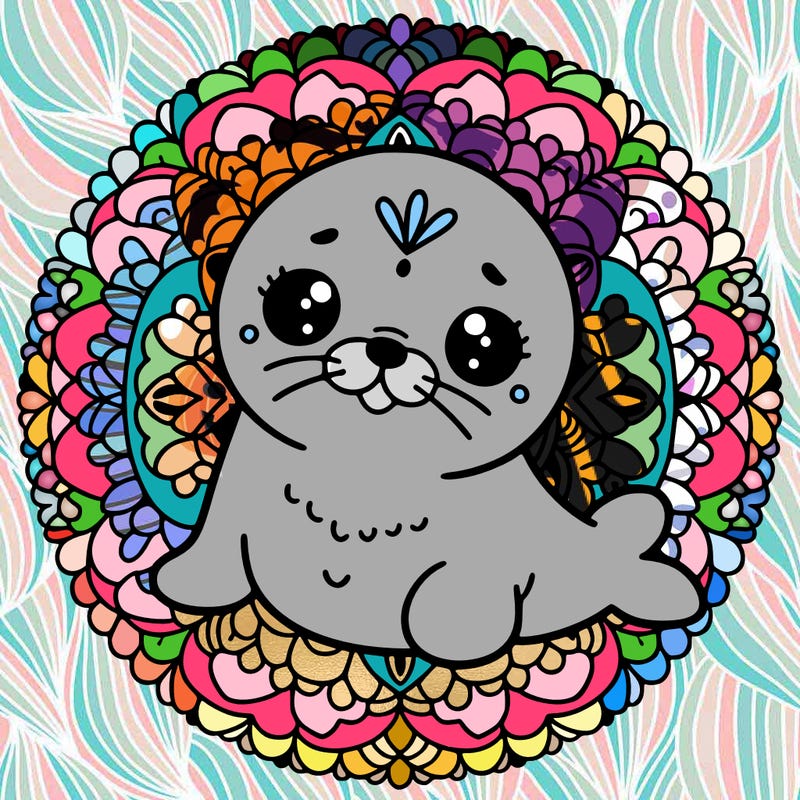 a cute baby seal mandala