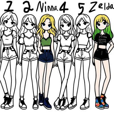 a group of girls wearing crop tops and shorts