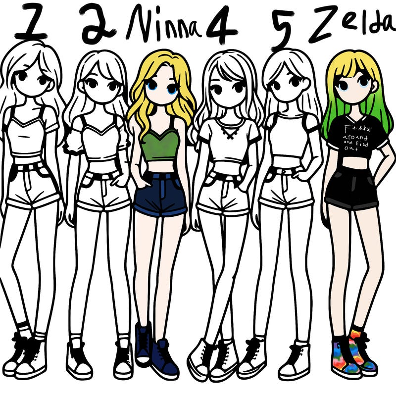 a group of girls wearing crop tops and shorts