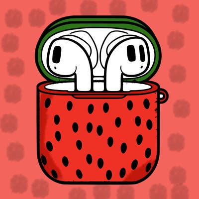 airpods in strawberry case