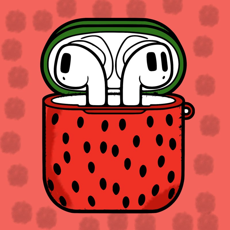 airpods in strawberry case