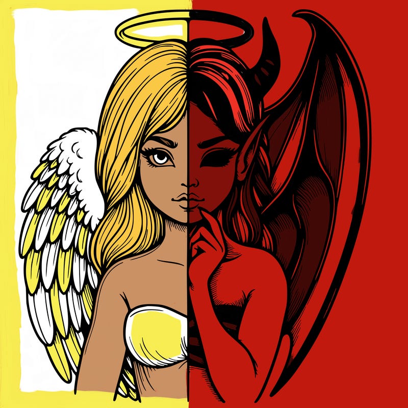 realistic angel half demon