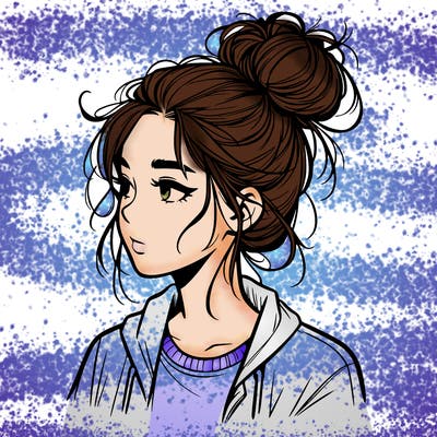 realistic teenage girl with a messy bun