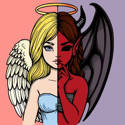 realistic angel half demon