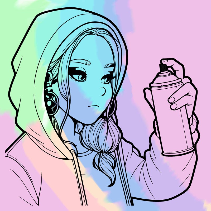 a realistic girl, spray painting