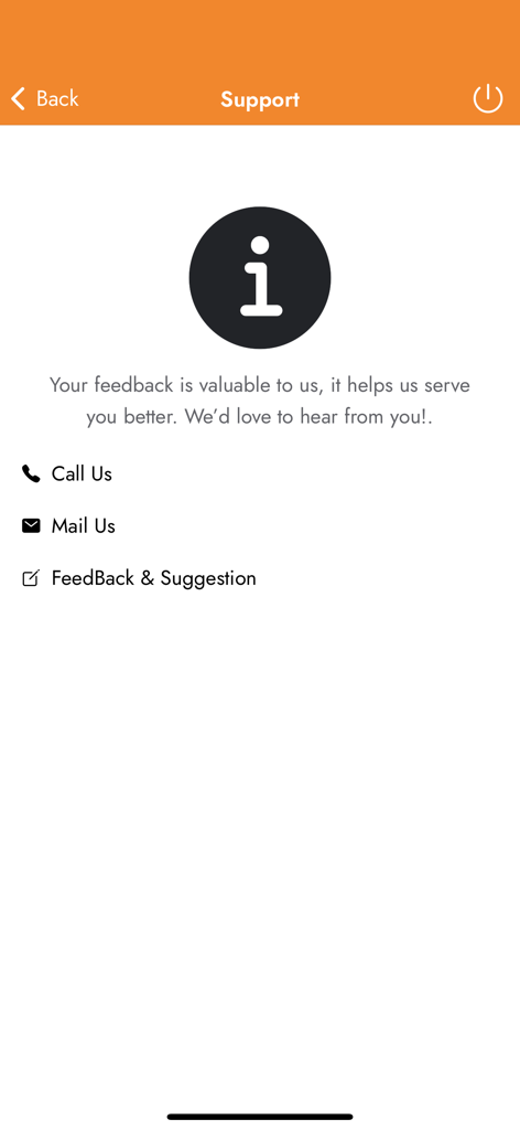 GUO Logistics - GUO Logistics app support screen with contact and feedback options