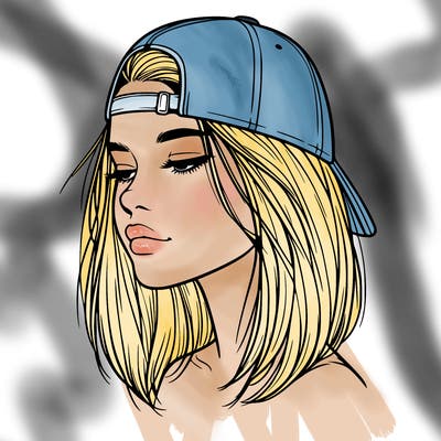 realistic  girl with a backwards hat