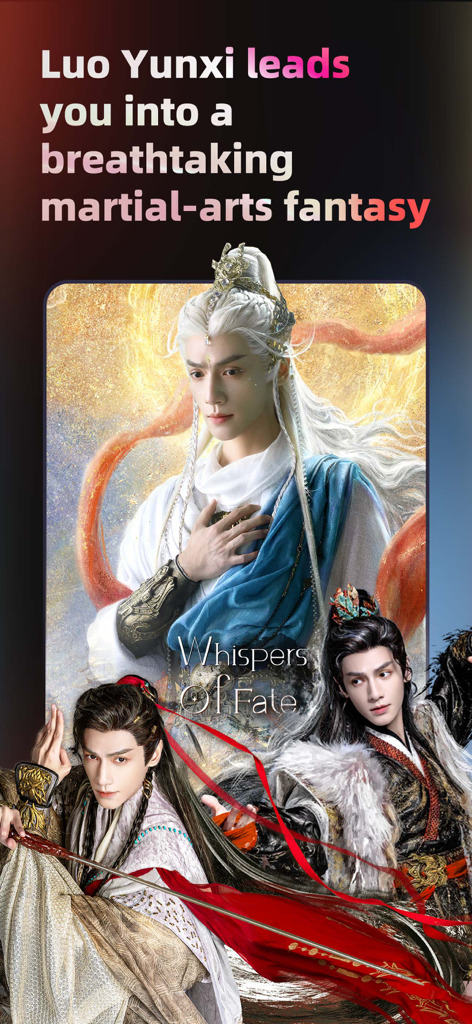 El actor Luo Yunxi en la fantasía de artes marciales Whispers of Fate en MangoTV