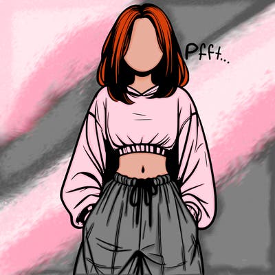 realistic girl faceless with baggy pants and a crop top