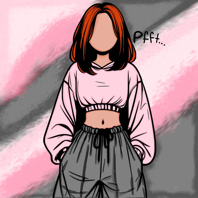 realistic girl faceless with baggy pants and a crop top