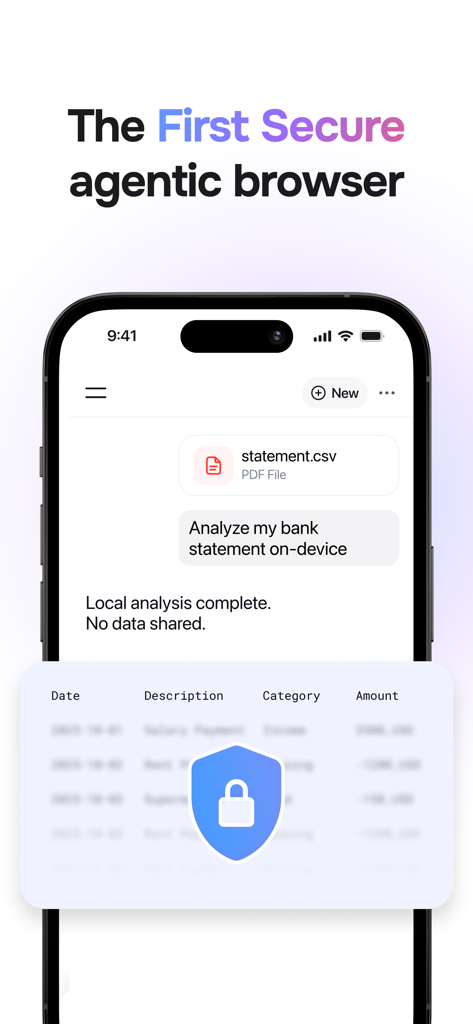 Sigma AI Browser - Secure local bank statement analysis in Sigma AI Browser interface