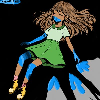 realistic girl floating