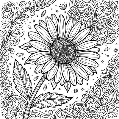 Dive into the detailed beauty of this common daisy coloring page, perfect for teens seeking a creative challenge. Its intricate patterns and elegant bloom offer hours of relaxing artistic expression.