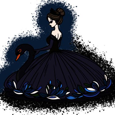 woman in gown with swan