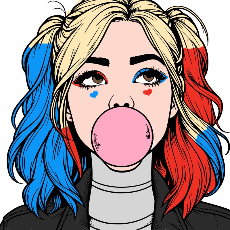 realististic girl blowing bubble -gum