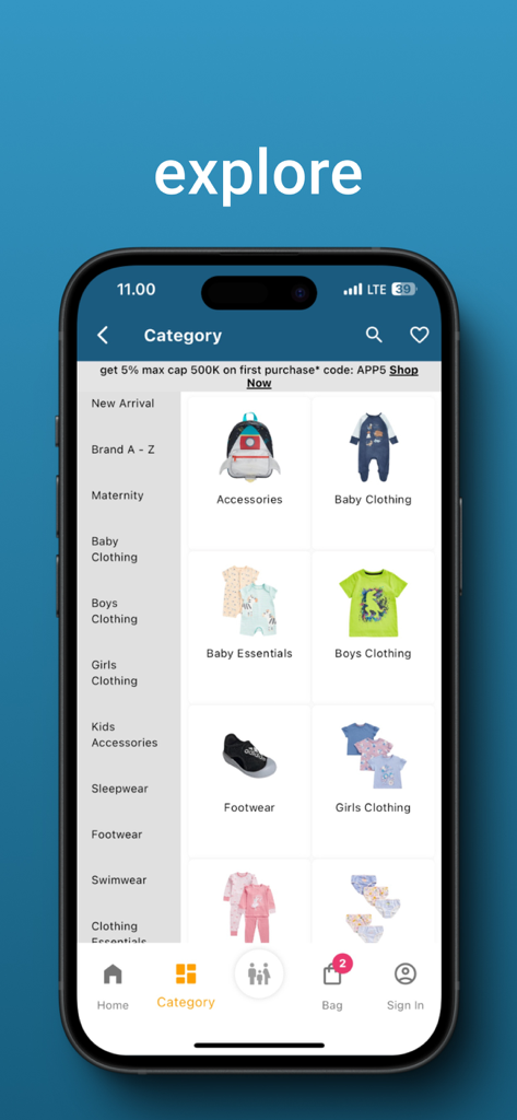 Mothercare Indonesia - Mothercare Indonesia app product category page showing baby and kids items