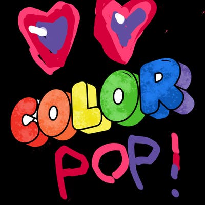 a sign that says color in bubble writing