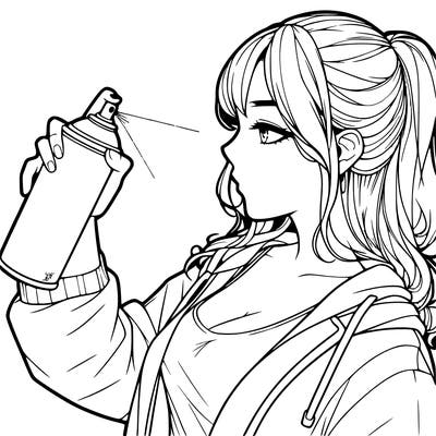 a realistic girl spray, painting