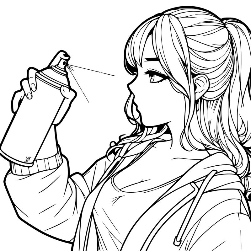 a realistic girl spray, painting