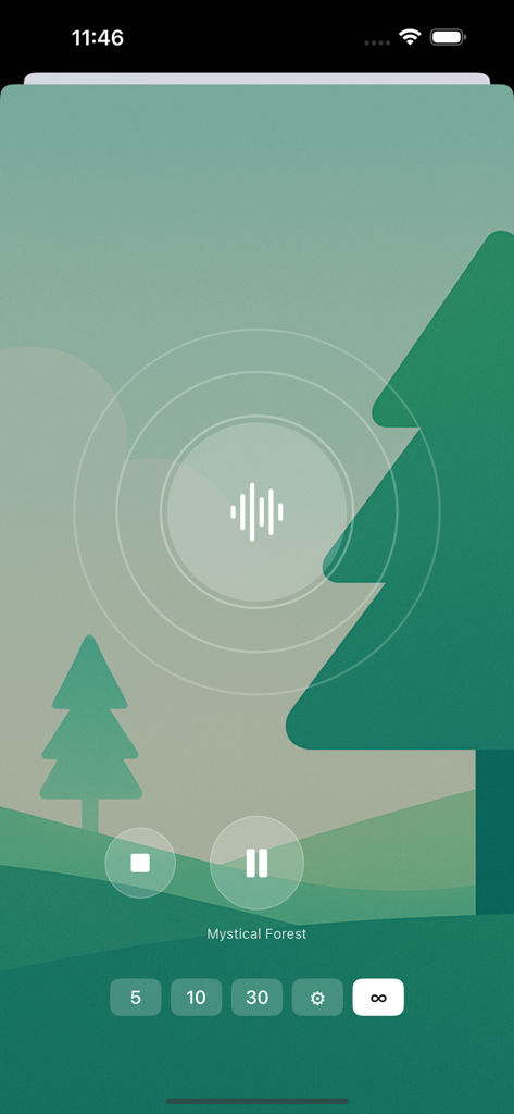 Drop: Focus & Calm - Meditation interface for Mystical Forest soundscape in the Drop app