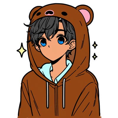 a 17 year old boy in a cute animal hoodie
