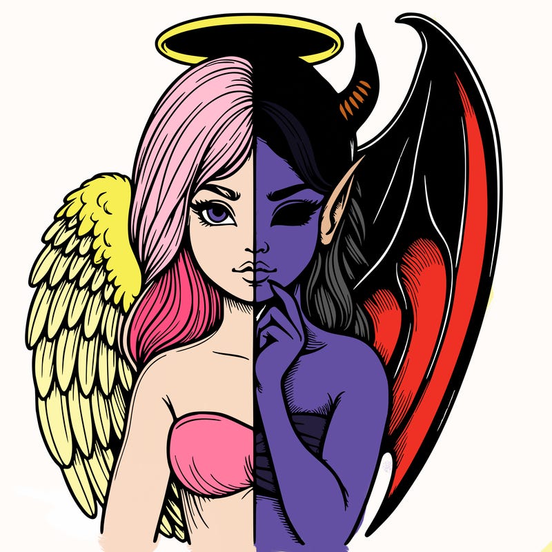 realistic angel half demon
