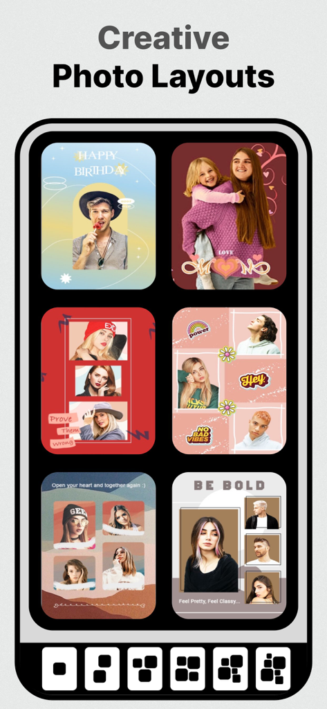 A selection of creative photo collage templates and layouts for social media