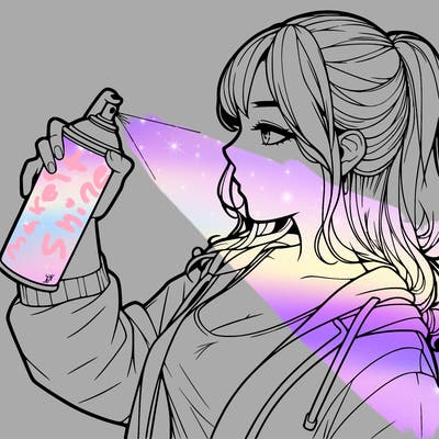 a realistic girl spray, painting