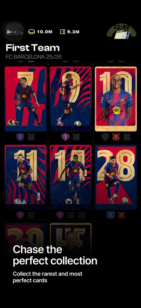 Collectibol: Football TCG - Digital collection of FC Barcelona football trading cards in the Collectibol app