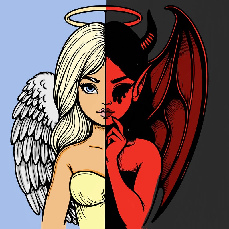 realistic angel half demon