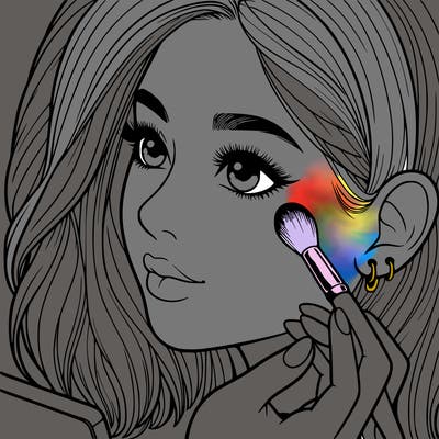 a realistic girl doing her makeup