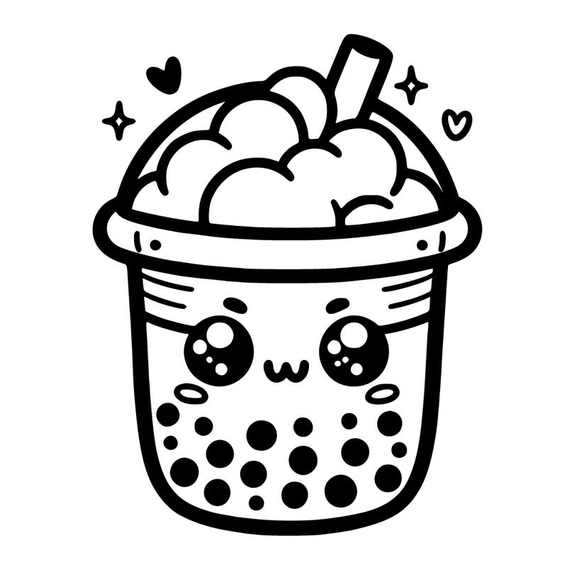boba tea with a cute face