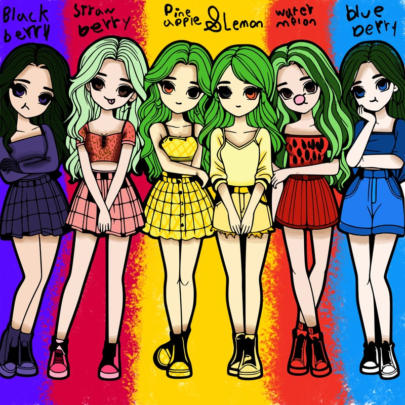 a group of girls realistic