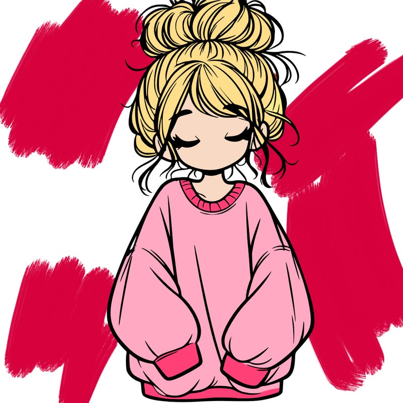 girl with baggy sweatshirt and messy bun