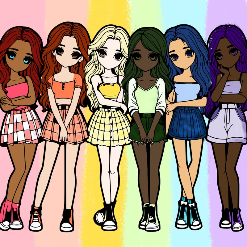 a group of girls realistic